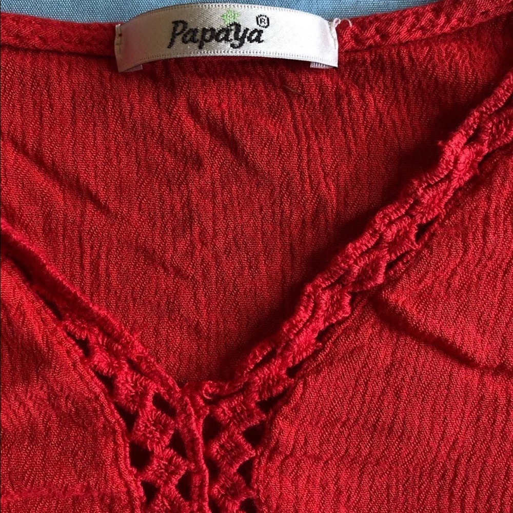 Cute red papaya crop shirt